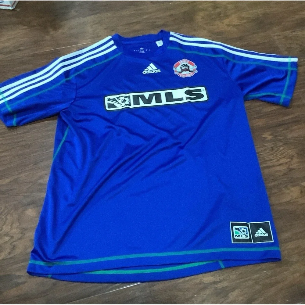 Adidas Vintage MLS Brand Logo Climalite T-Shirt Medium L
